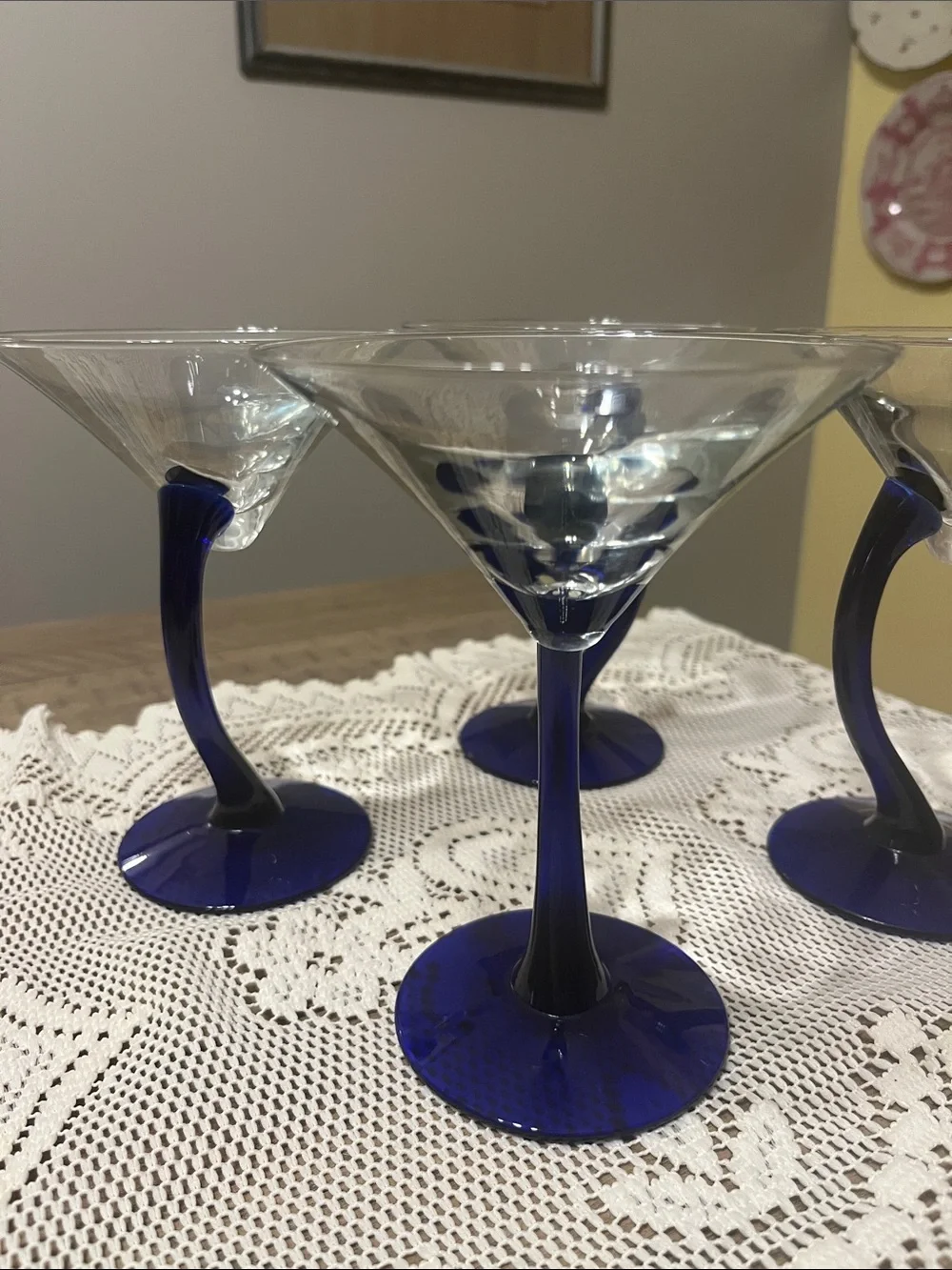 Set Of 4 Libbey Bravura Martini Glasses Cobalt Blue